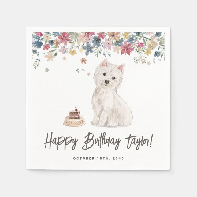 Serviette En Papier Watercolor West Highland White Terrier Anniversair (Devant)