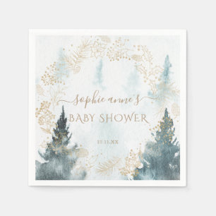 Serviette En Papier Watercolor Winter Scenery Baby shower or