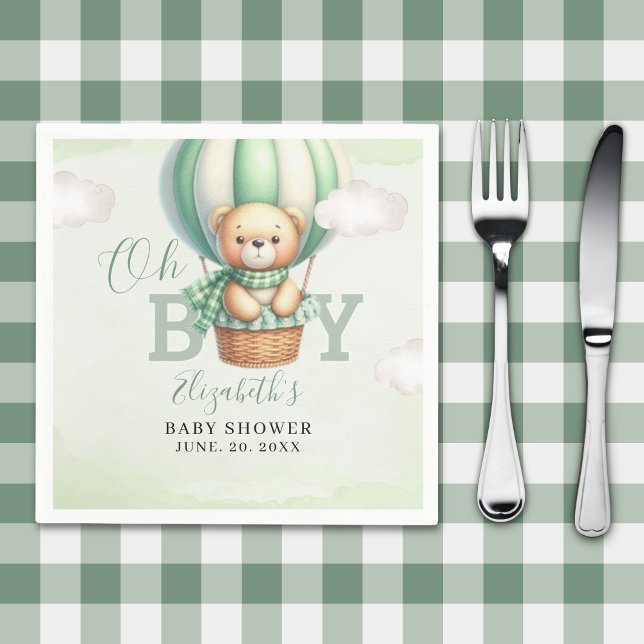 Serviette En Papier WatercolorTeddy Bear Baby Shower Boy Party (Créateur téléchargé)