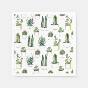 Serviette En Papier Watercolour Cacti & Succulent