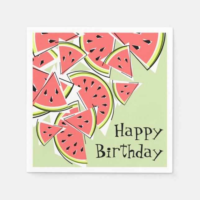 Serviette En Papier Watermelon Green Joyeux papier serviettes d'annive (Devant)