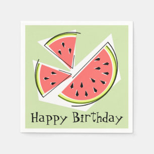Serviette En Papier Watermelon Green Pieces Joyeux anniversaire