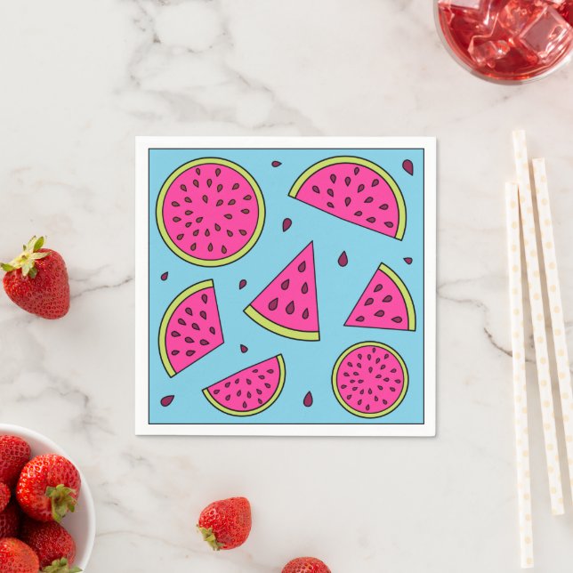 Serviette En Papier Watermelon Napkins (En situation)