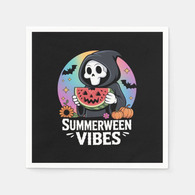 Serviette En Papier Watermelon Summerween Skeleton Vibes (Devant)
