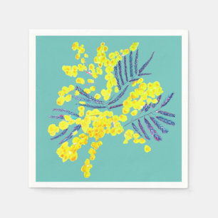 Serviette En Papier Wattle Mimosa fleurie jaune Australie
