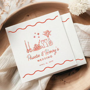 Serviette En Papier Wavy Whimsical italien Pasta Mariage