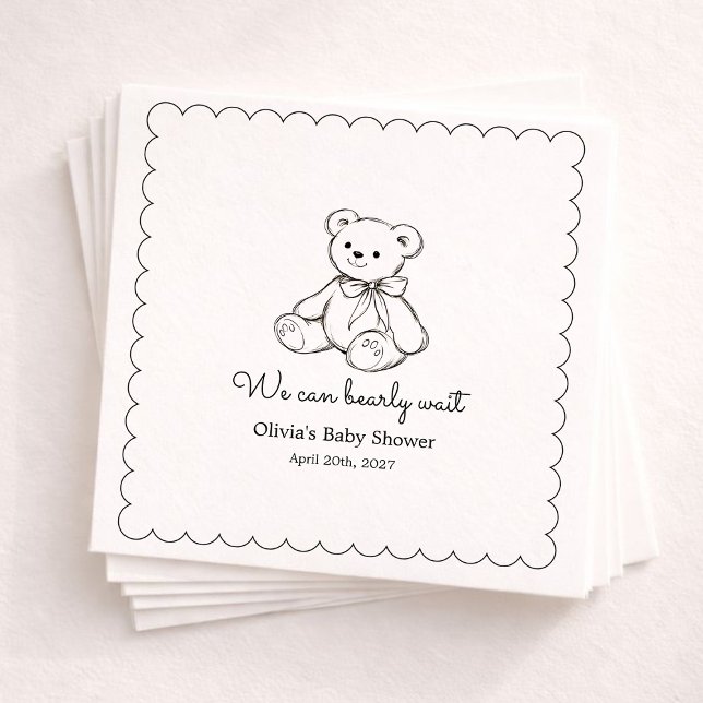 Serviette En Papier "We Can Bearly Wait" Baby Shower Gender Neutral (Créateur téléchargé)