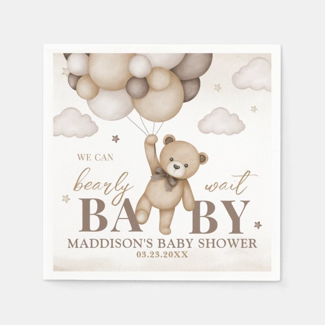 Serviette En Papier We Can Bearly Wait Baby Shower Paper Napkin (Devant)