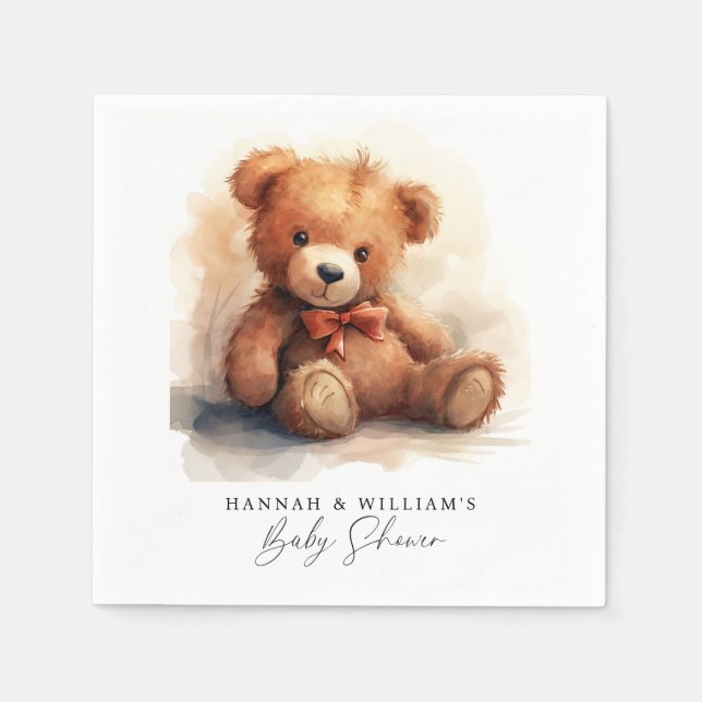 Serviette En Papier We Can Bearly Wait Boy Baby Shower (Devant)
