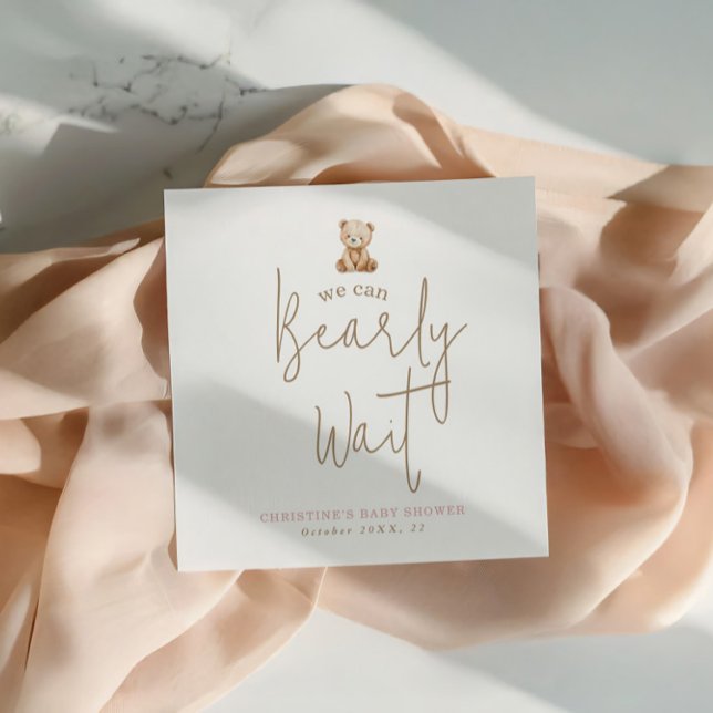 Serviette En Papier  We Can Bearly Wait Minimalist Baby Shower Napkins (Créateur téléchargé)