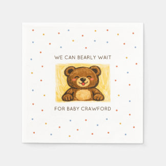 Serviette En Papier We Can Bearly Wait! Simple Hand Drawn Baby Shower