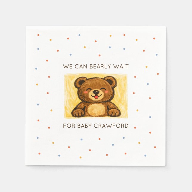 Serviette En Papier We Can Bearly Wait! Simple Hand Drawn Baby Shower (Devant)