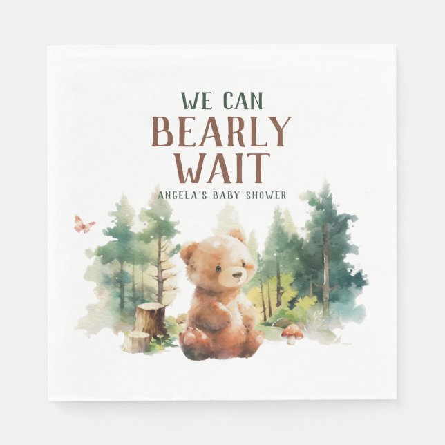 Serviette En Papier We Can Bearly Wait Woodland Baby Shower Napkins (Devant)