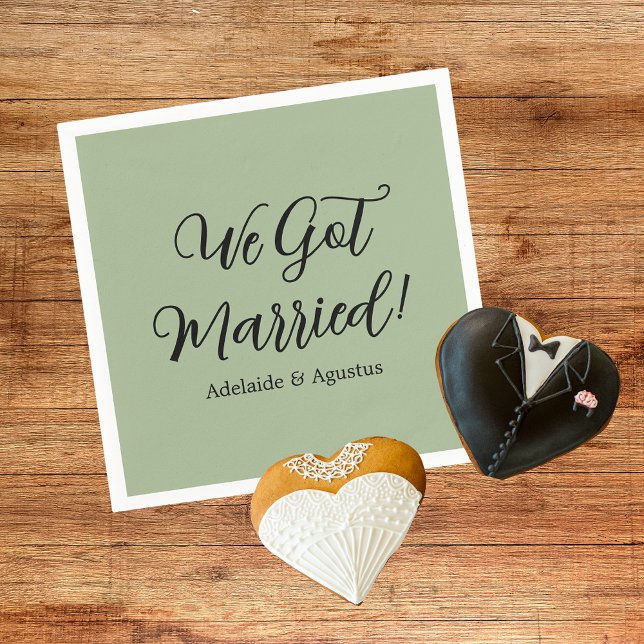 Serviette En Papier We Got Married Green Wedding Reception  (Créateur téléchargé)