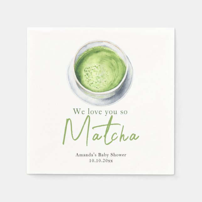 Serviette En Papier We love you so Matcha Baby Shower (Devant)