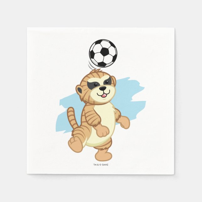 Serviette En Papier Webkinz | Meerkat Jouer au football (Devant)