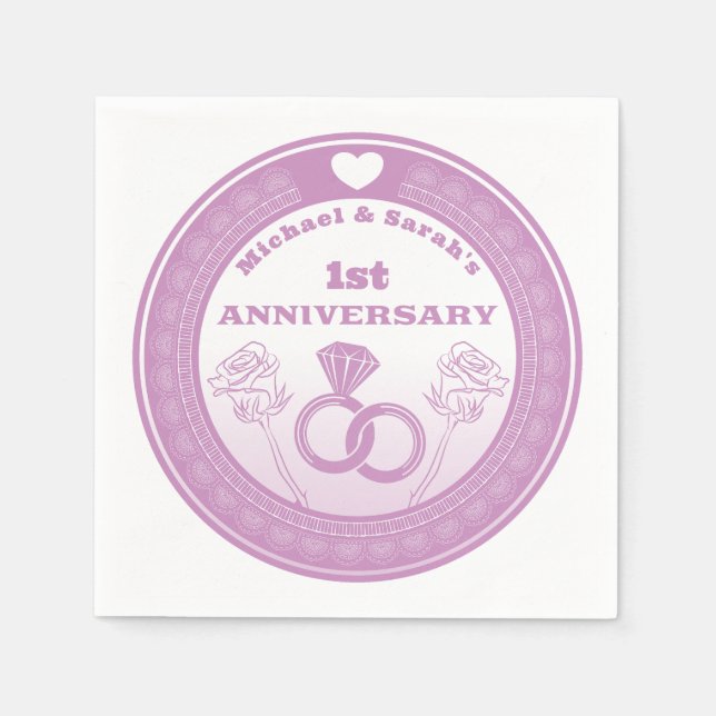 Serviette En Papier Wedding anniversary Lace look change the year (Devant)