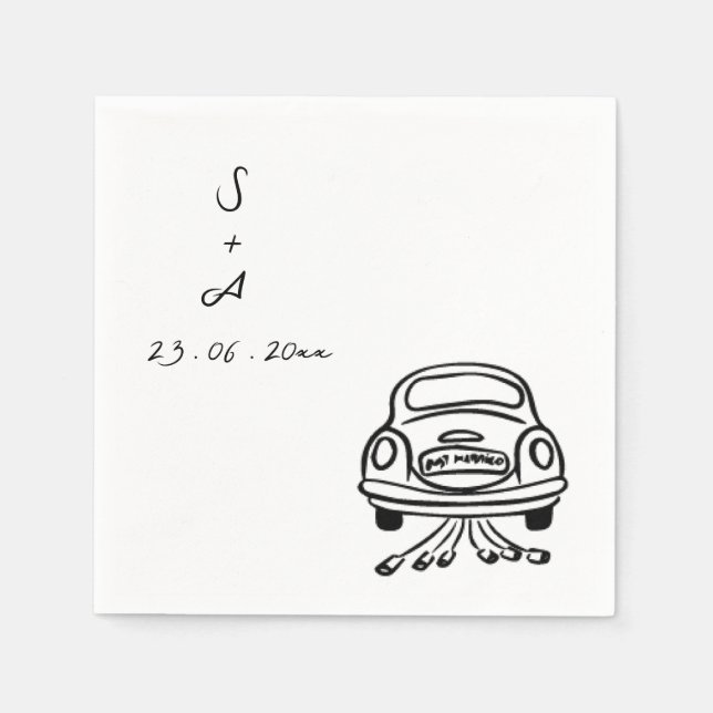 Serviette En Papier wedding car Hand Drawn Wedding (Devant)