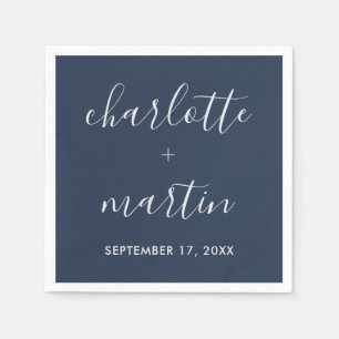 Serviette En Papier Wedding shower bleu marine et argent