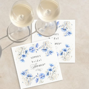 Serviette En Papier Wedding shower de cadre Floral Fleurs bleues