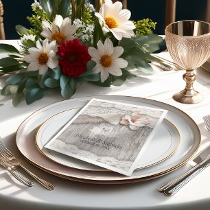 Serviette En Papier Wedding shower de la dentelle florale en bois rust