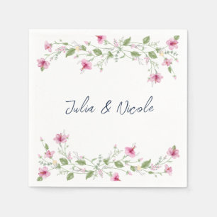 Serviette En Papier Wedding shower en fleur d'Hibiscus rose bleu marin