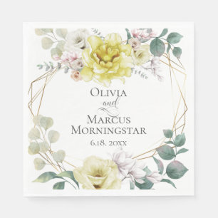 Serviette En Papier Wedding shower Fleurs de pivoines jaunes