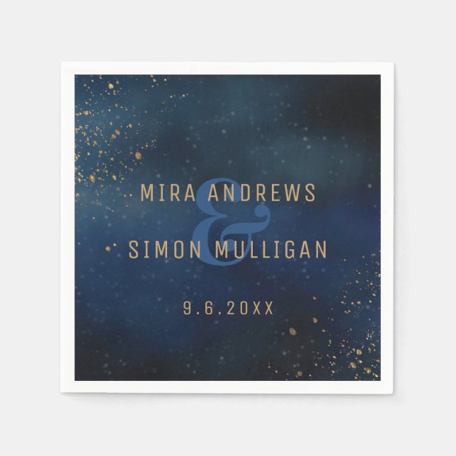 Serviette En Papier Wedding shower Galaxy d'or (Devant)