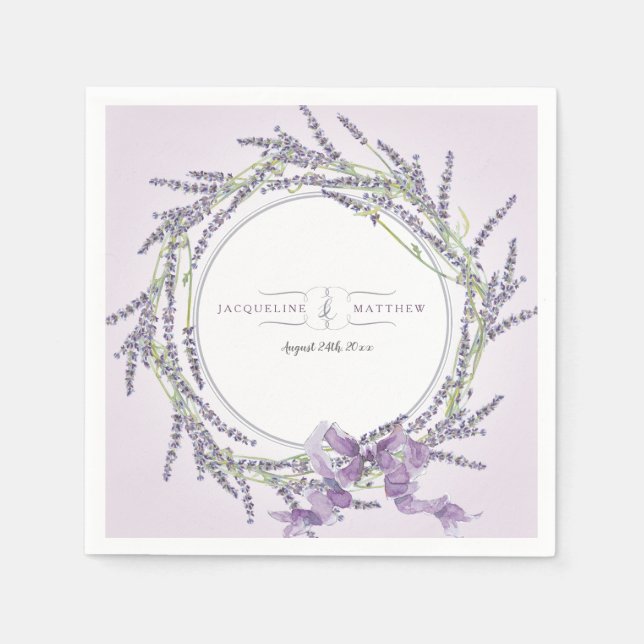 Serviette En Papier Wedding shower nuptiale aquarelle Lilac Lavender (Devant)