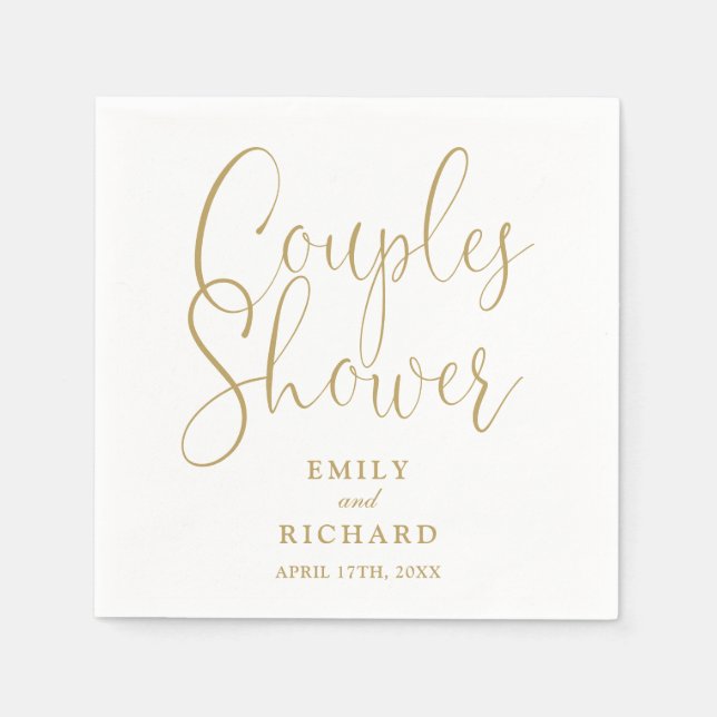 Serviette En Papier Wedding shower nuptiale Chic Gold Elegant Couples (Devant)