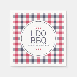 Serviette En Papier Wedding shower préppy rouge, blanc et bleu