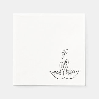 Serviette En Papier Wedding Swans Cocktail Napkin