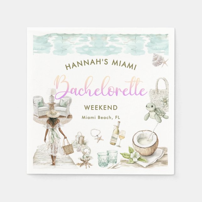 Serviette En Papier Week-end de Bachelorette de Miami Beach (Devant)