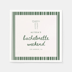 Serviette En Papier Week-end de célibataire Coquette vert rayé moderne