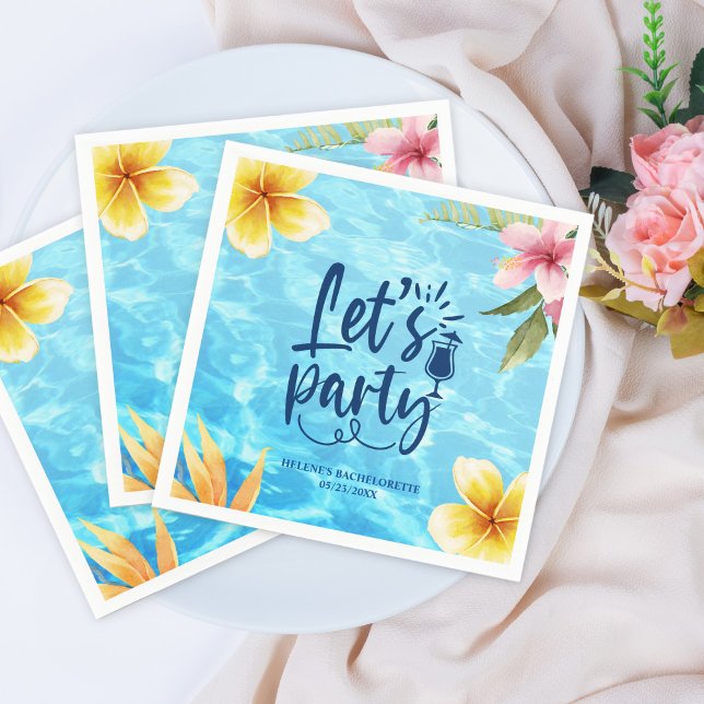 Serviette En Papier Week-end de célibataire Fête au bord de la piscine (Bachelorette Weekend Personalized Pool Party Napkins)