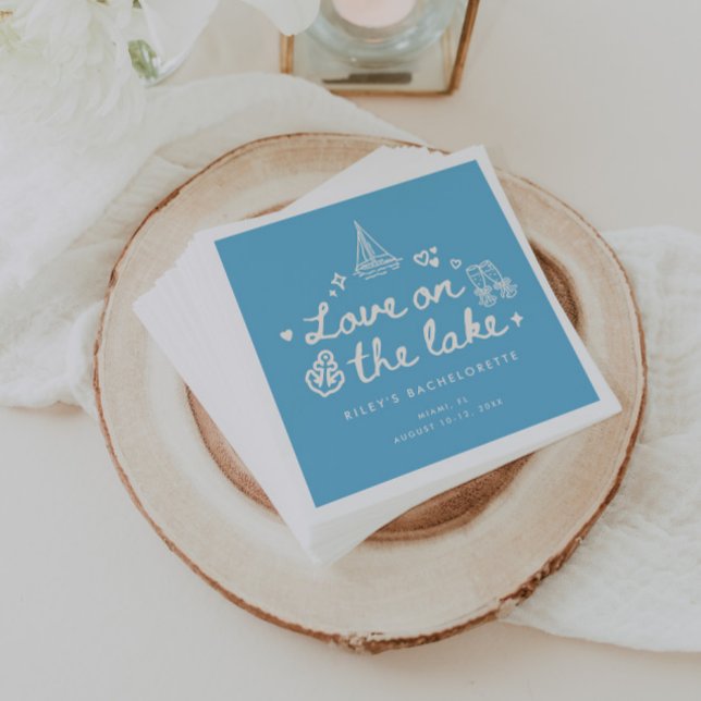 Serviette En Papier Week-end de célibataire Moderne Bleu avec écriture (Créateur téléchargé)