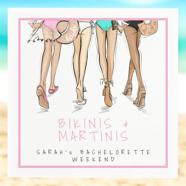 Serviette En Papier Week-end de fête de Bachelorette Bikinis & Martini (Créateur téléchargé)