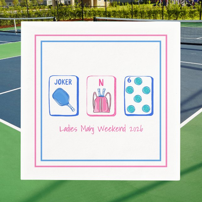 Serviette En Papier Week-end Mahj Dames Pickleball Mahjong  (Créateur téléchargé)