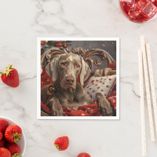 Serviette En Papier Weimaraner Chien Festif de Noël (En situation)