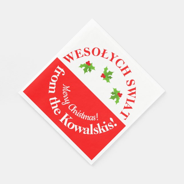 Serviette En Papier Wesolych Swiat Christmas Party Pologne Drapeau et  (Coin)