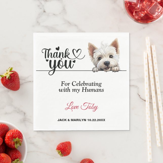 Serviette En Papier West Highland White Terrier Mariage Merci (En situation)