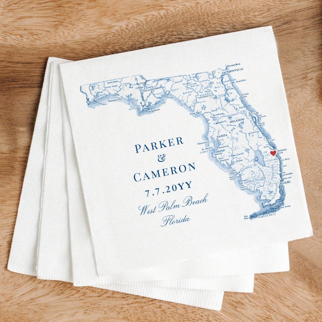 Serviette En Papier West Palm Beach Floride Carte Mariage élégant (These West Palm Beach Florida napkins add an elegant touch to your wedding)
