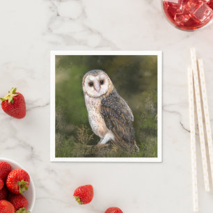 Serviette En Papier Western Barn Owl - Migned Watercolor Painting Art