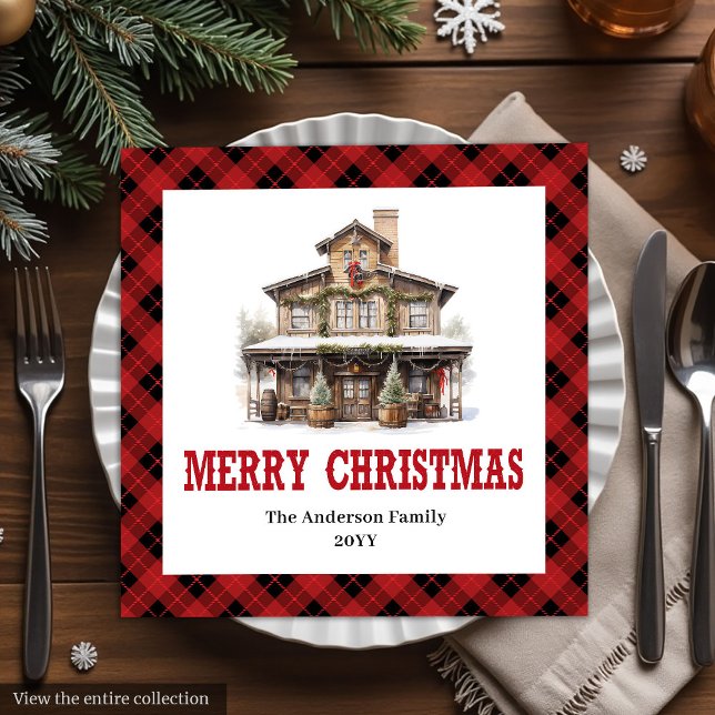 Serviette En Papier Western Buffalo Plaid Christmas Paper Napkins (Western Buffalo Plaid Christmas Paper Napkins)