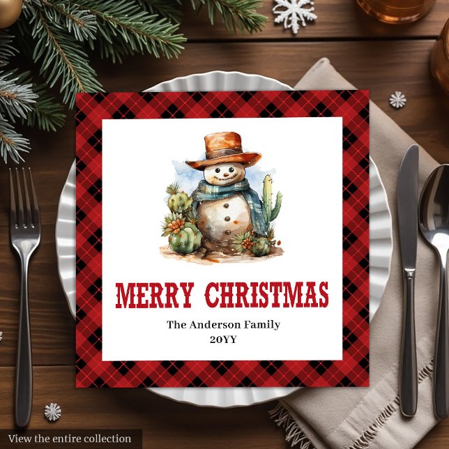 Serviette En Papier Western buffalo plaid napkins Christmas party set (Western buffalo plaid napkins Christmas party set

)