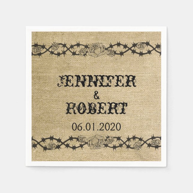 Serviette En Papier Western Burlap Mariage Napkin (Devant)