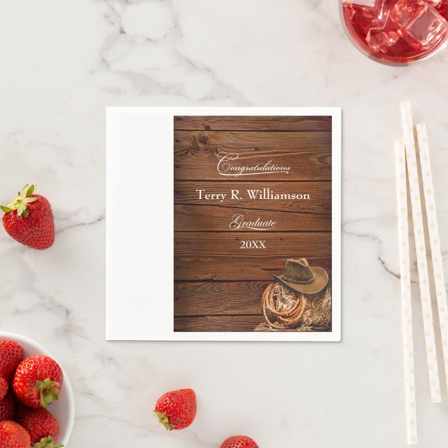 Serviette En Papier Western Casquette et Lasso Graduation Party (Créateur téléchargé)