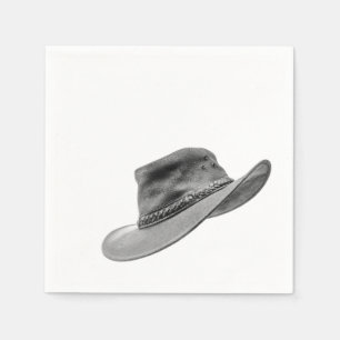 Serviette En Papier Western Cowboy Casquette Black & White Paper Napki