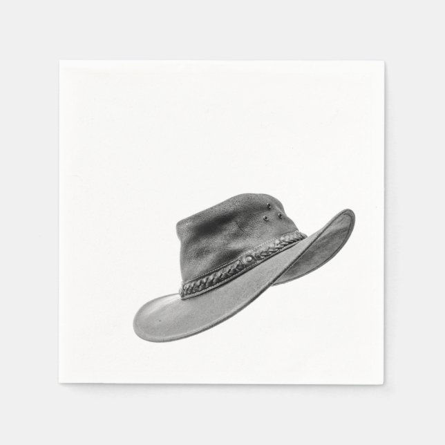Serviette En Papier Western Cowboy Casquette Black & White Paper Napki (Devant)