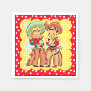 Serviette En Papier Western Cowboy Et Cowgirl Kids Party
